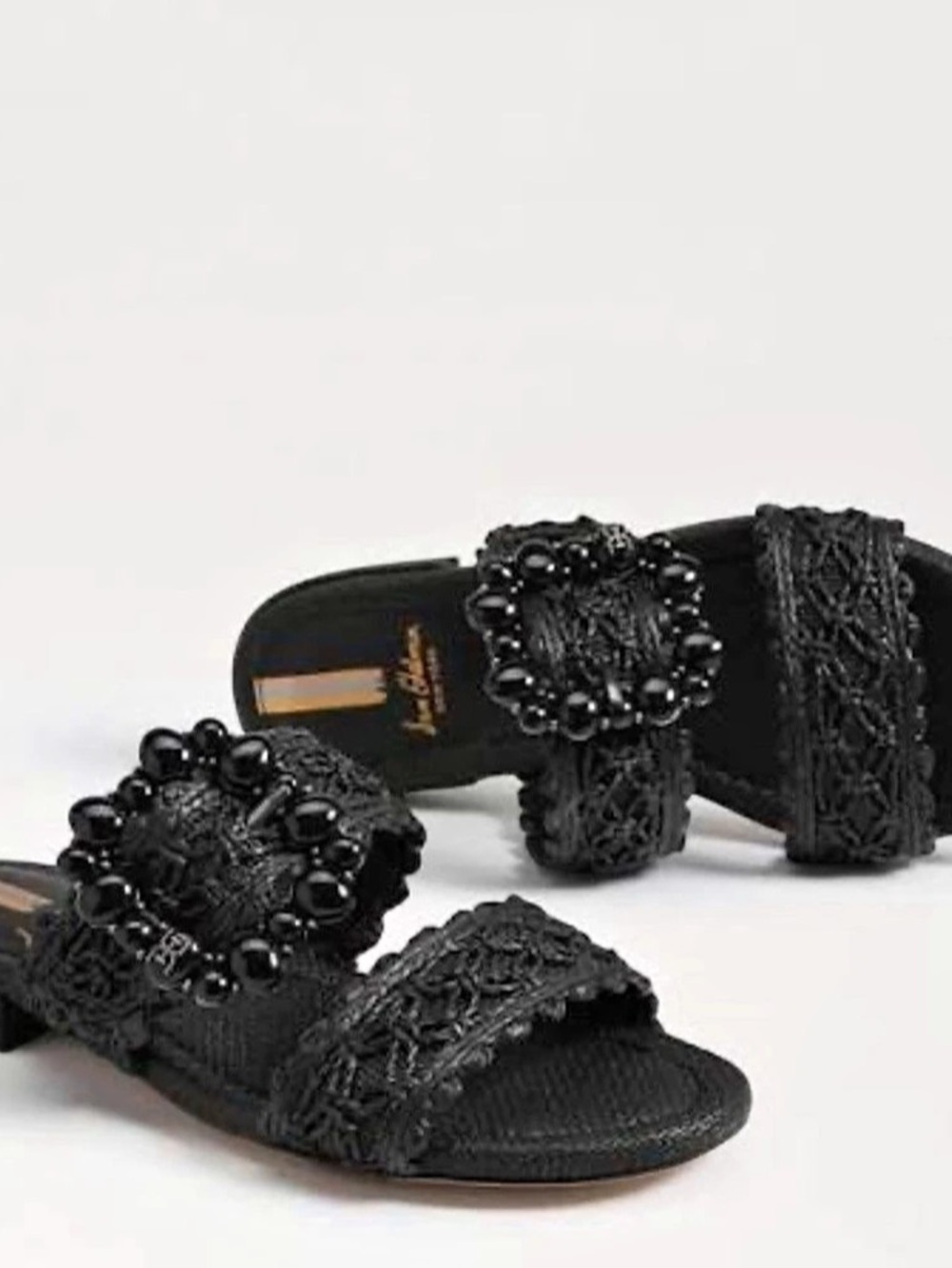 Sam Edelman Woven Buckle Slide Sandals Black